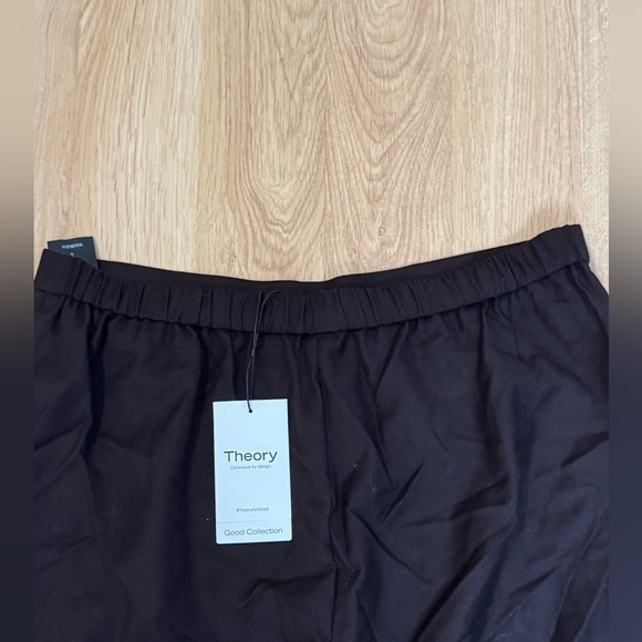 THEORY 100% Virgin Wool Wide Leg Clean St Pull On Sleek Flannel Brown Pants NWT - Picture 4 of 8